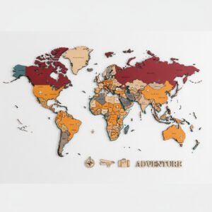 Family Travel Wooden World Map