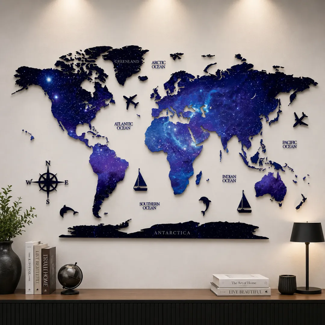 MAPORA Galaxy Explorer 3D Wooden World Map - Image 2