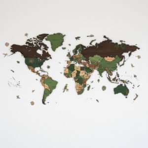 Jungle Nature Wooden World Map