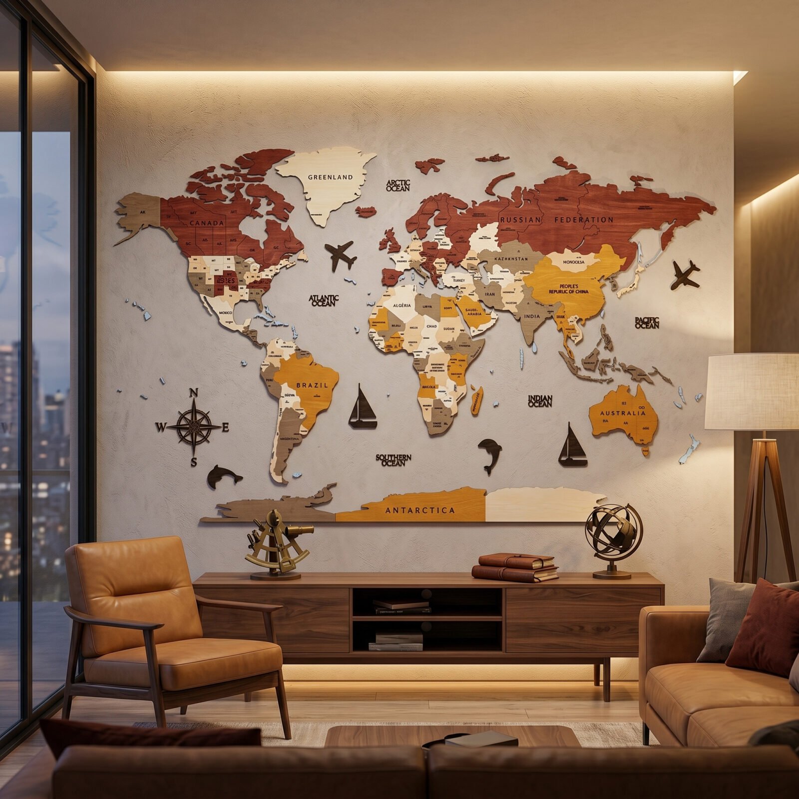 Family Travel Wooden World Map - Image 2