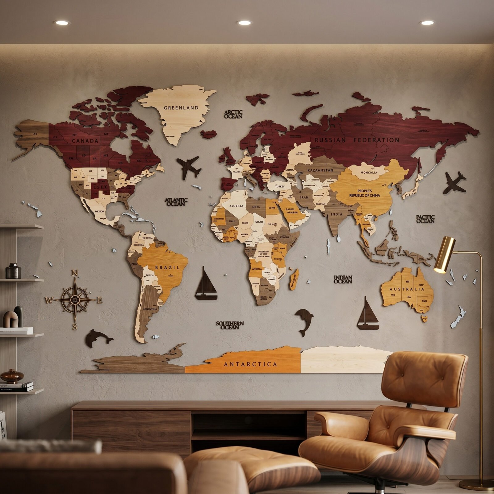 Family Travel Wooden World Map - Image 4