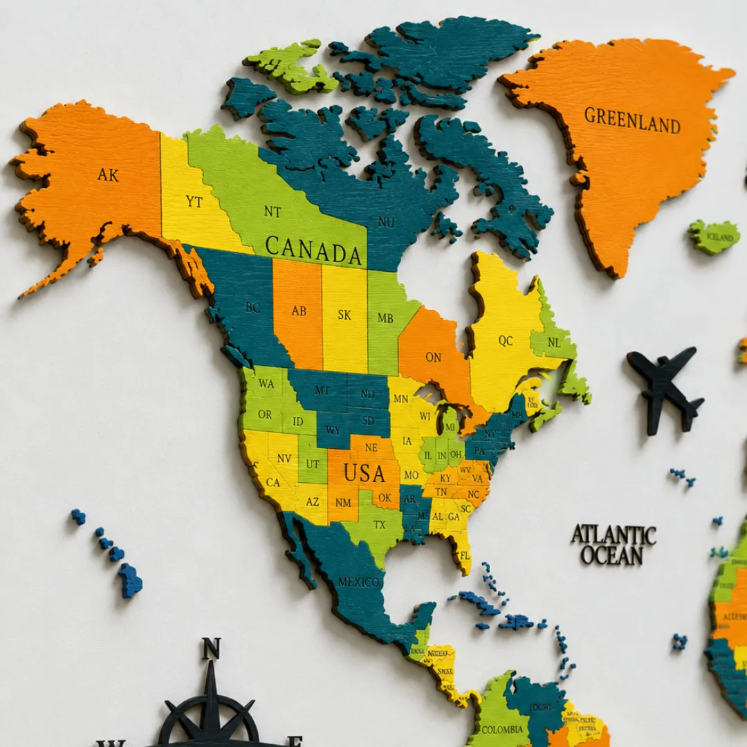 MAPORA Colorful 3D Wooden World Map Wall Decor - Image 3