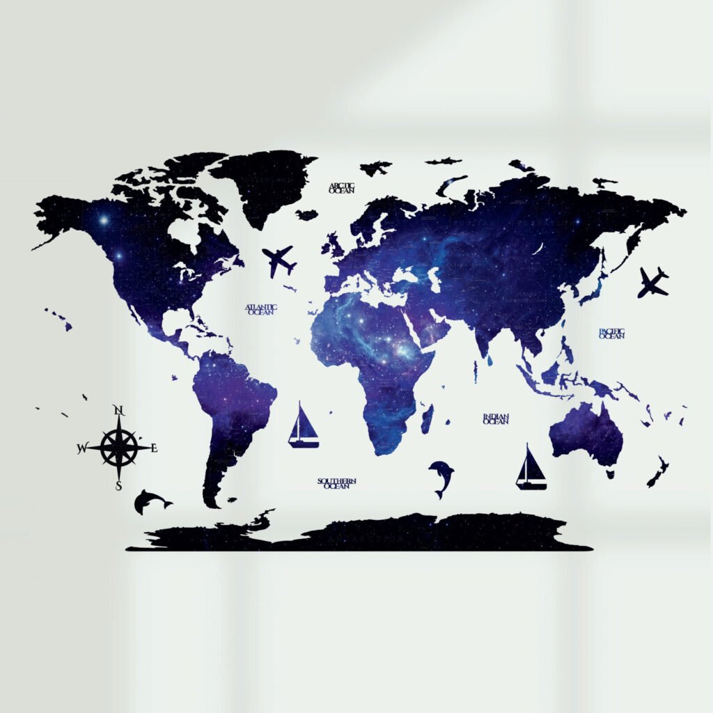 3D Wooden World Map Wall Decor