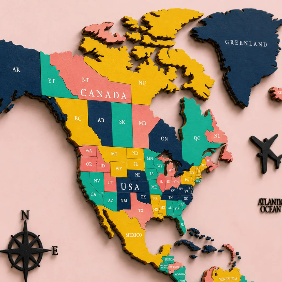 Kids 3D Wooden World Map Wall Decor - Image 3