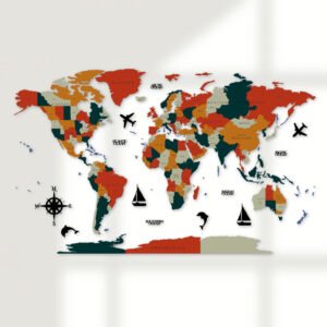 Forest Green 3D Wooden World Map