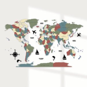 Nature 3D Wooden World Map