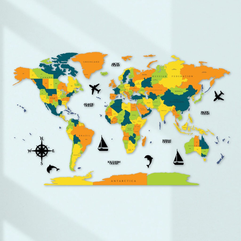 Colorful Explorer Wooden World Map