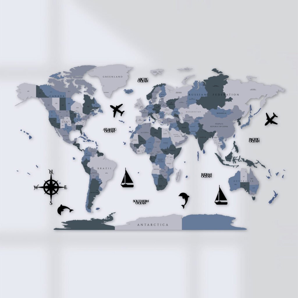 Nordic Wooden World Map For Wall Decor
