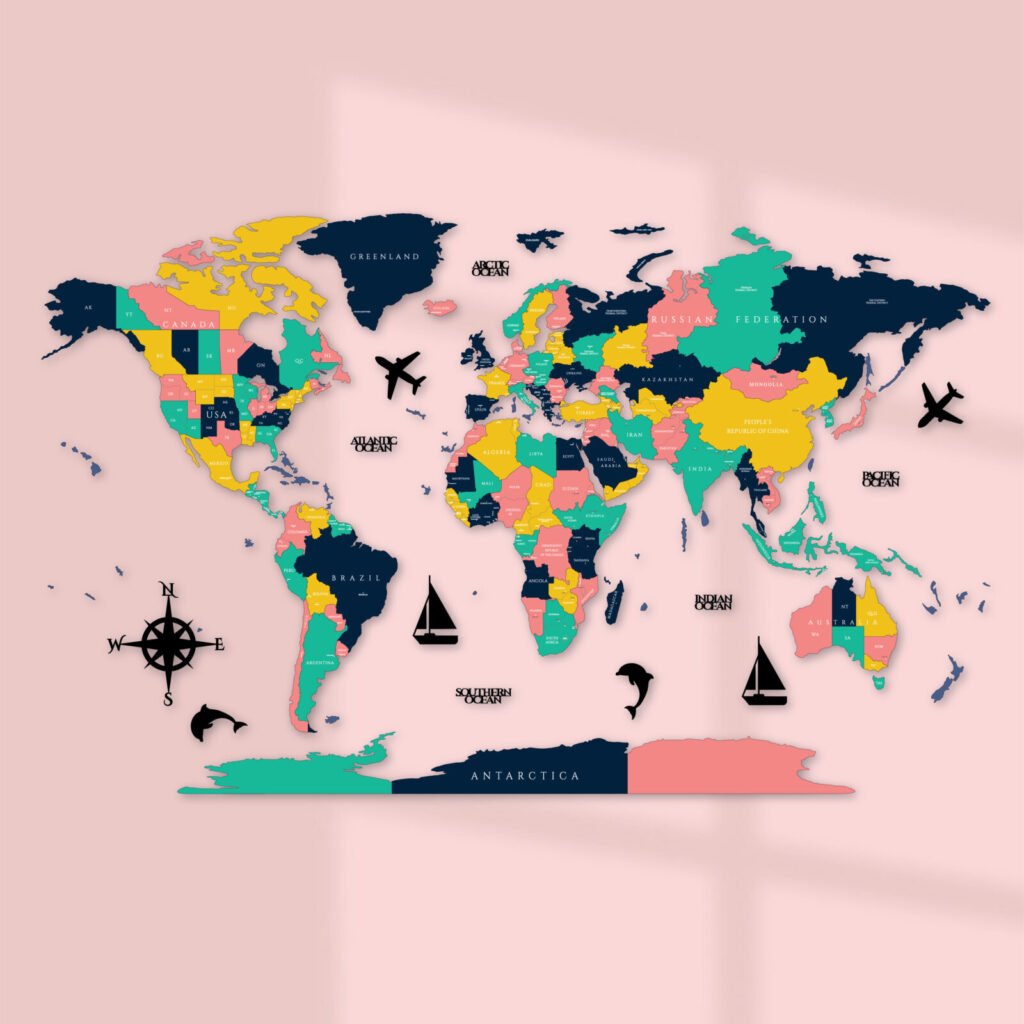 Kids 3D Wooden World Map
